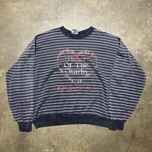 Vintage 90s Heart of the Ozarks Black Striped Sweatshirt